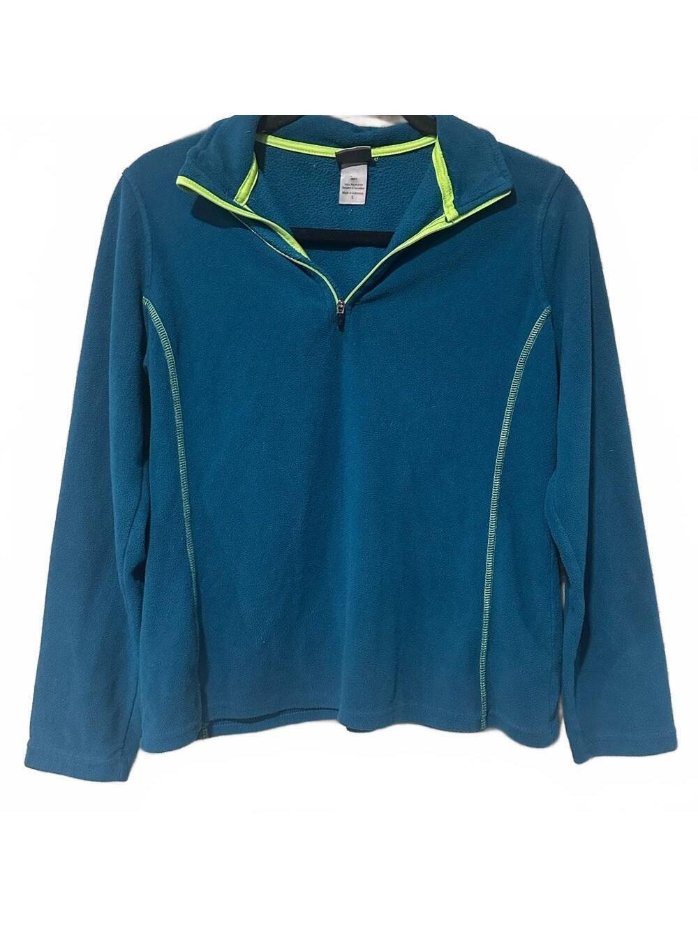 Champion Men's Teal and Neon Green Zip-Up Sweater